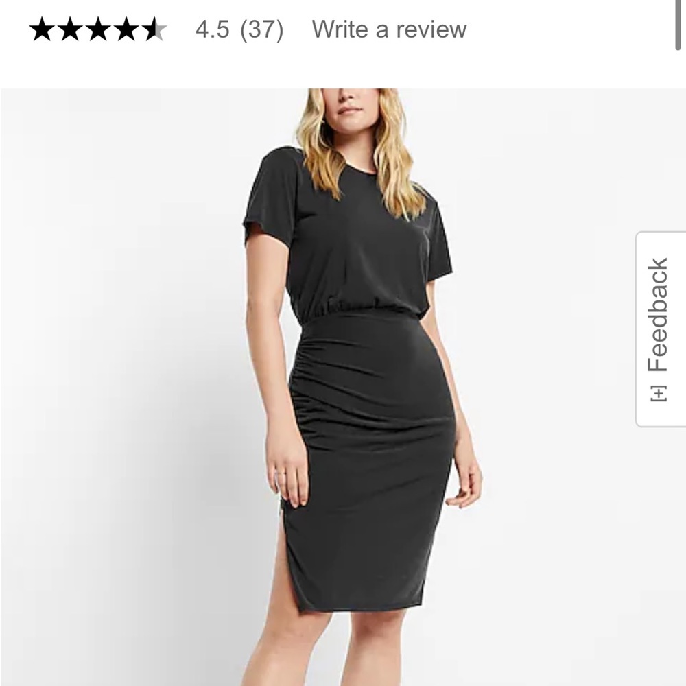 XS EXPRESS Silky Sueded Jersey Ruched T-Shirt Midi Dress